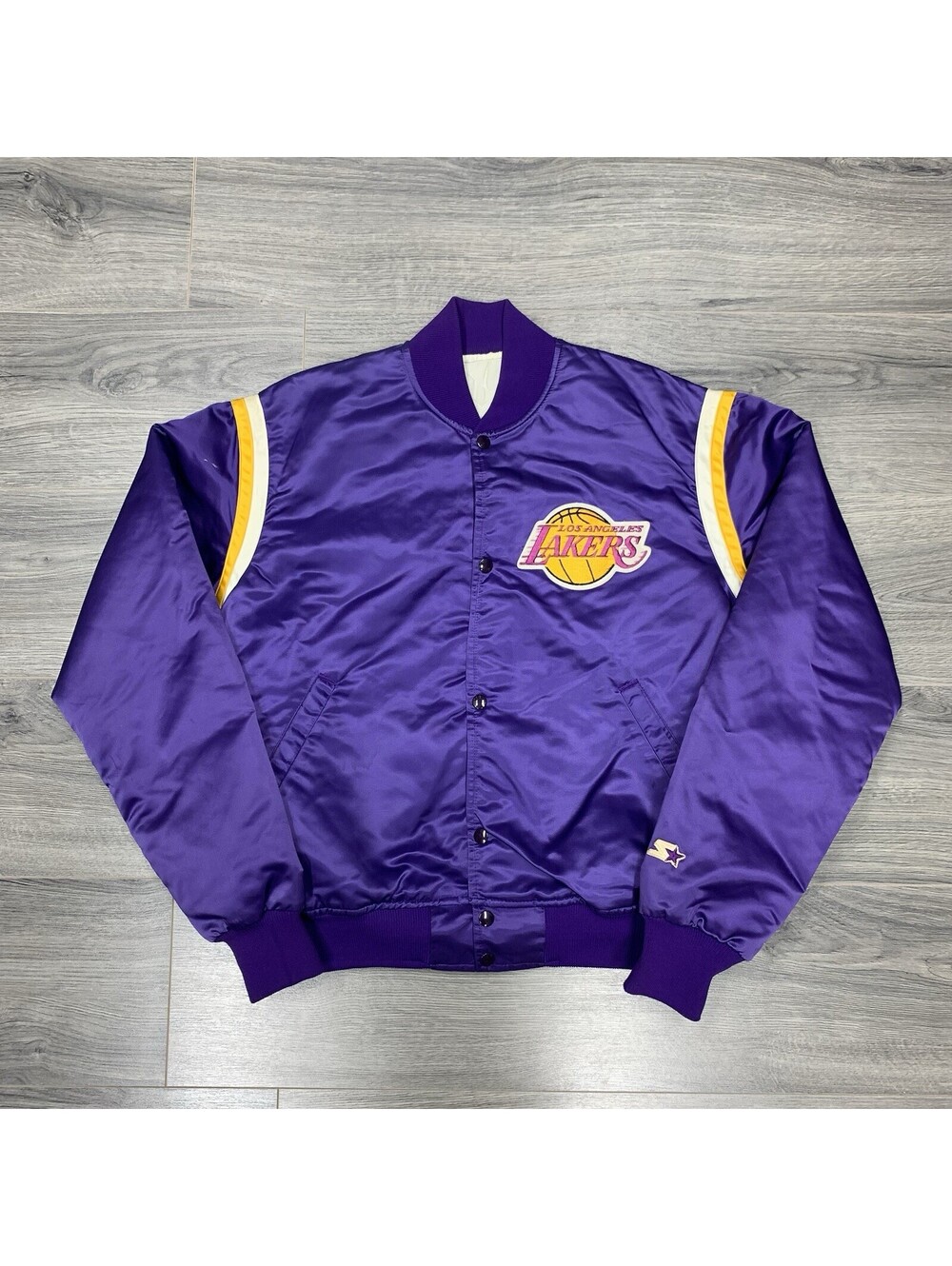 Vintage 1990S Starter Los Angeles Lakers Satin Jacket Large Rare Men’s Purple